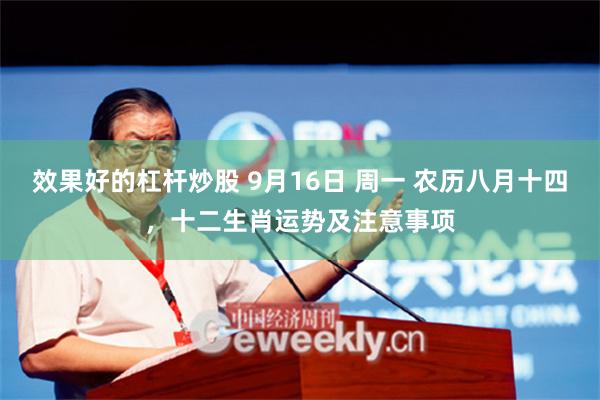 效果好的杠杆炒股 9月16日 周一 农历八月十四，十二生肖运势及注意事项