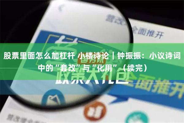 股票里面怎么加杠杆 小楼诗论｜钟振振：小议诗词中的“套改”与“化用”（续完）
