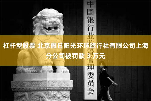 杠杆型股票 北京假日阳光环球旅行社有限公司上海分公司被罚款 3 万元