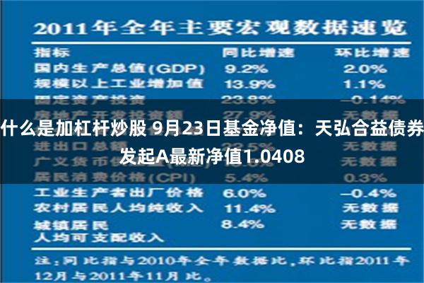 什么是加杠杆炒股 9月23日基金净值：天弘合益债券发起A最新净值1.0408