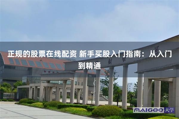 正规的股票在线配资 新手买股入门指南：从入门到精通