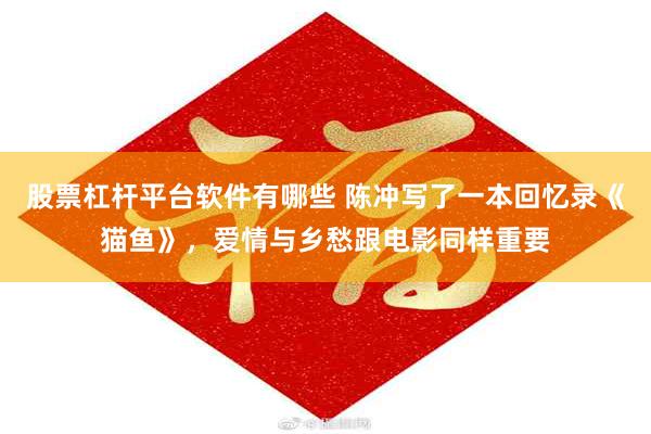 股票杠杆平台软件有哪些 陈冲写了一本回忆录《猫鱼》，爱情与乡愁跟电影同样重要