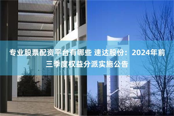 专业股票配资平台有哪些 速达股份：2024年前三季度权益分派实施公告