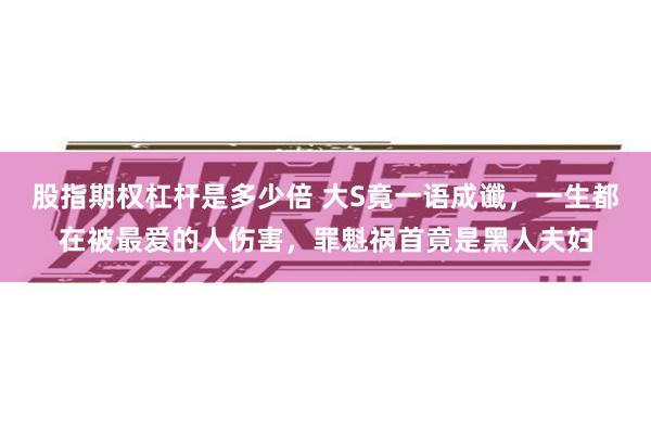 股指期权杠杆是多少倍 大S竟一语成谶,一生都在被最爱的人伤害,罪魁祸首竟是黑人夫妇