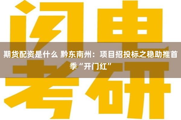 期货配资是什么 黔东南州：项目招投标之稳助推首季“开门红”