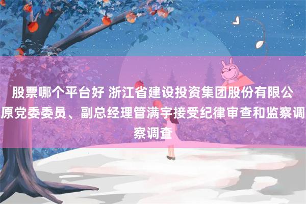 股票哪个平台好 浙江省建设投资集团股份有限公司原党委委员、副总经理管满宇接受纪律审查和监察调查