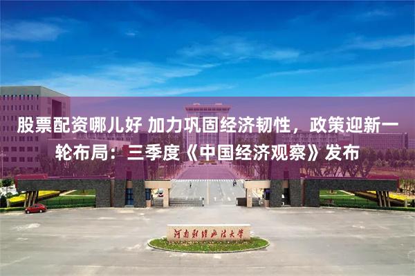 股票配资哪儿好 加力巩固经济韧性，政策迎新一轮布局：三季度《中国经济观察》发布