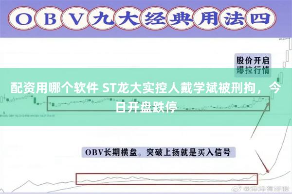 配资用哪个软件 ST龙大实控人戴学斌被刑拘，今日开盘跌停