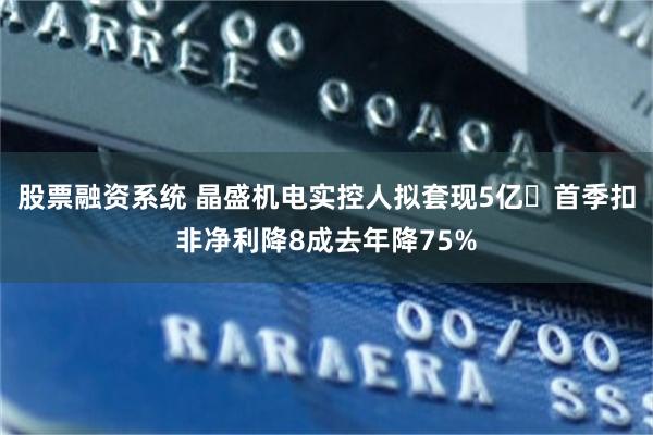 股票融资系统 晶盛机电实控人拟套现5亿 首季扣非净利降8成去年降75%
