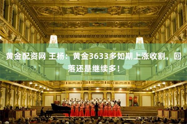 黄金配资网 王杨:黄金3633多如期上涨收割,回落还是继续多!