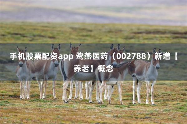 手机股票配资app 鹭燕医药（002788）新增【养老】概念