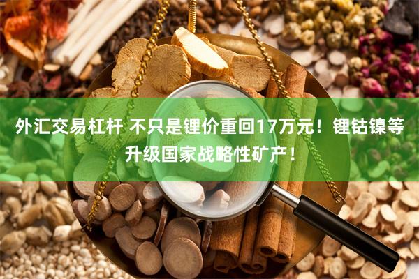 外汇交易杠杆 不只是锂价重回17万元！锂钴镍等升级国家战略性矿产！