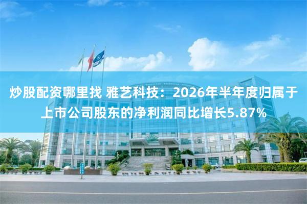 炒股配资哪里找 雅艺科技：2026年半年度归属于上市公司股东的净利润同比增长5.87%