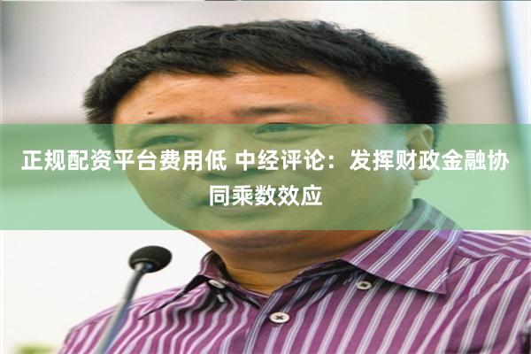 正规配资平台费用低 中经评论：发挥财政金融协同乘数效应