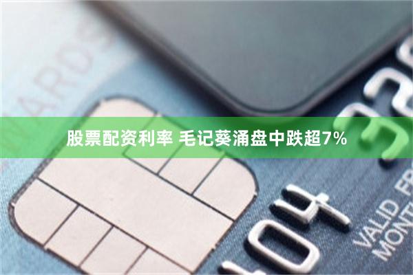 股票配资利率 毛记葵涌盘中跌超7%