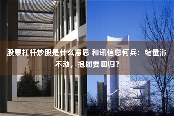 股票杠杆炒股是什么意思 和讯信息何兵：缩量涨不动，抱团要回归？